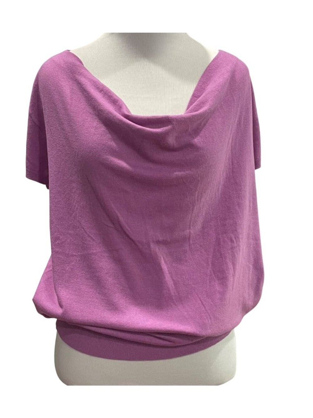Ann Taylor Cowl Neck Knit Top L Lilac Casual Feminine Career Minimalist Cashmere